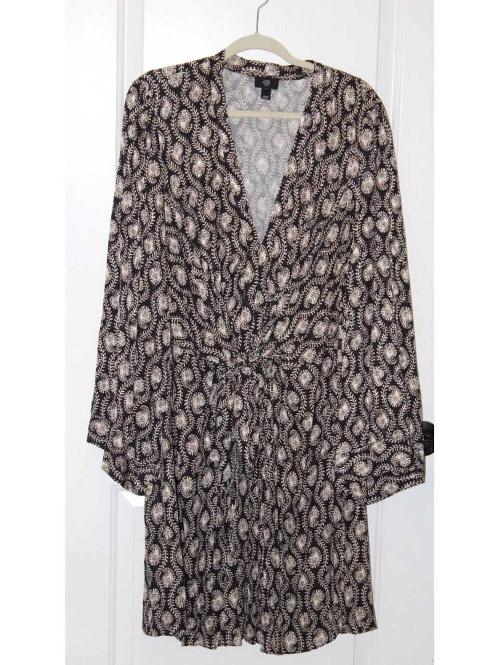 Nordstrom River Island Plus Size 20 Tie Front Ethnic Artizan Dress Black/Tan